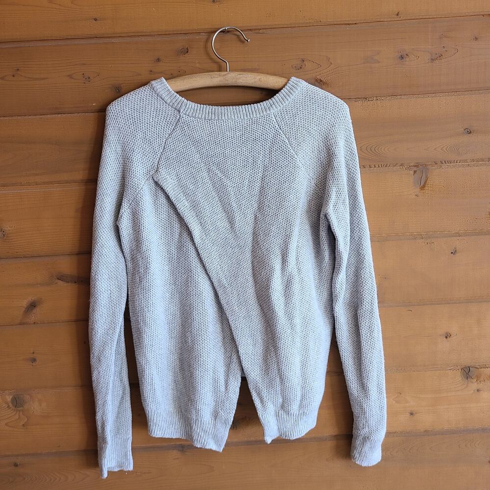 Madewell Province Cross Back Pullover Sweater Heather Dovetail Gray S Boho Fall - Picture 2 of 7